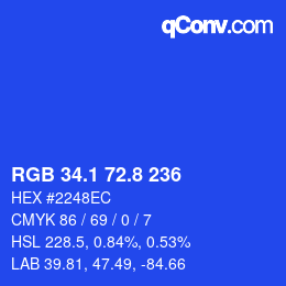 カラーコード: RGB 34.1 72.8 236 | qconv.com
