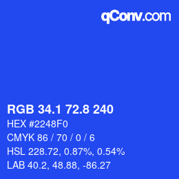 カラーコード: RGB 34.1 72.8 240 | qconv.com