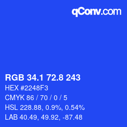 カラーコード: RGB 34.1 72.8 243 | qconv.com