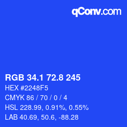 カラーコード: RGB 34.1 72.8 245 | qconv.com