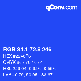 カラーコード: RGB 34.1 72.8 246 | qconv.com