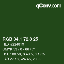 カラーコード: RGB 34.1 72.8 25 | qconv.com
