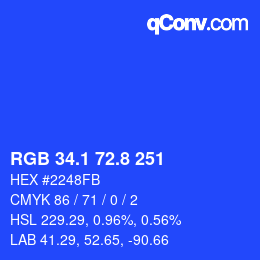 カラーコード: RGB 34.1 72.8 251 | qconv.com