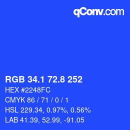 カラーコード: RGB 34.1 72.8 252 | qconv.com