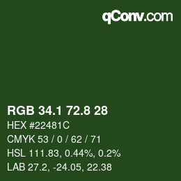 カラーコード: RGB 34.1 72.8 28 | qconv.com