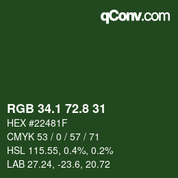 カラーコード: RGB 34.1 72.8 31 | qconv.com