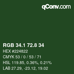 Color code: RGB 34.1 72.8 34 | qconv.com