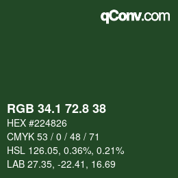 Color code: RGB 34.1 72.8 38 | qconv.com