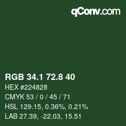 カラーコード: RGB 34.1 72.8 40 | qconv.com