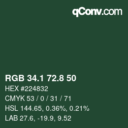 Color code: RGB 34.1 72.8 50 | qconv.com