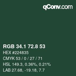 Farbcode: RGB 34.1 72.8 53 | qconv.com
