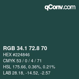 Farbcode: RGB 34.1 72.8 70 | qconv.com