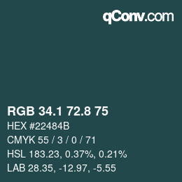 Color code: RGB 34.1 72.8 75 | qconv.com