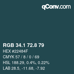 Color code: RGB 34.1 72.8 79 | qconv.com