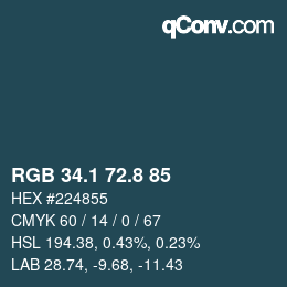 Color code: RGB 34.1 72.8 85 | qconv.com
