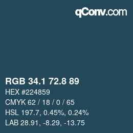 Farbcode: RGB 34.1 72.8 89 | qconv.com