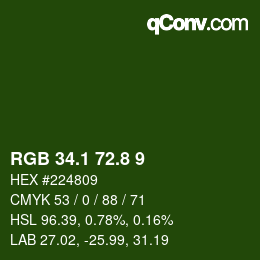 Color code: RGB 34.1 72.8 9 | qconv.com