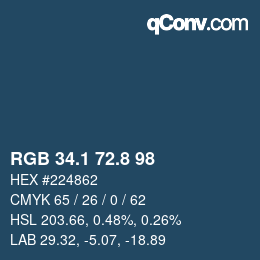 Color code: RGB 34.1 72.8 98 | qconv.com