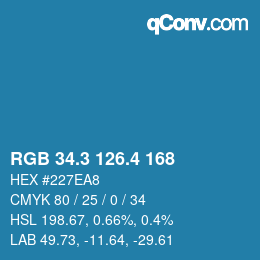 カラーコード: RGB 34.3 126.4 168 | qconv.com