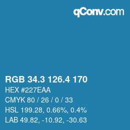 カラーコード: RGB 34.3 126.4 170 | qconv.com