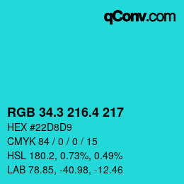 カラーコード: RGB 34.3 216.4 217 | qconv.com