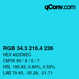 カラーコード: RGB 34.3 216.4 236 | qconv.com
