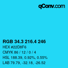 カラーコード: RGB 34.3 216.4 246 | qconv.com
