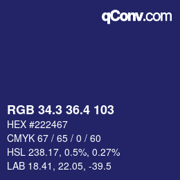 カラーコード: RGB 34.3 36.4 103 | qconv.com