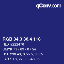 カラーコード: RGB 34.3 36.4 118 | qconv.com