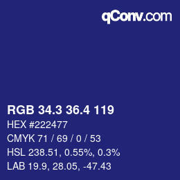 カラーコード: RGB 34.3 36.4 119 | qconv.com