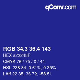 カラーコード: RGB 34.3 36.4 143 | qconv.com