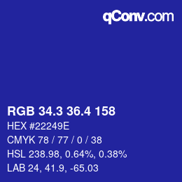 カラーコード: RGB 34.3 36.4 158 | qconv.com