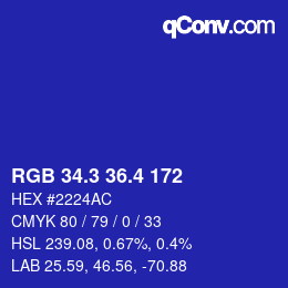 カラーコード: RGB 34.3 36.4 172 | qconv.com