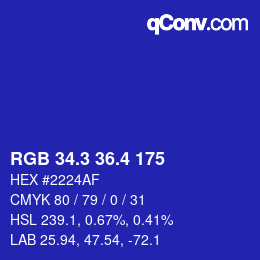 カラーコード: RGB 34.3 36.4 175 | qconv.com
