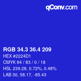 カラーコード: RGB 34.3 36.4 209 | qconv.com