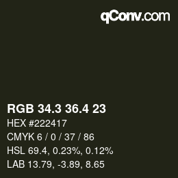 カラーコード: RGB 34.3 36.4 23 | qconv.com