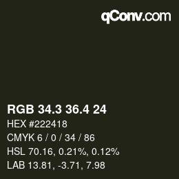カラーコード: RGB 34.3 36.4 24 | qconv.com