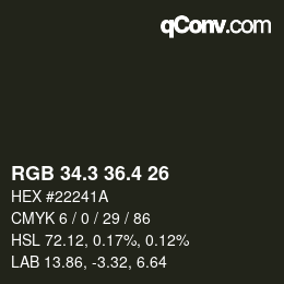 カラーコード: RGB 34.3 36.4 26 | qconv.com