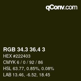 カラーコード: RGB 34.3 36.4 3 | qconv.com