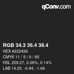 カラーコード: RGB 34.3 36.4 38.4 | qconv.com