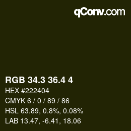 カラーコード: RGB 34.3 36.4 4 | qconv.com