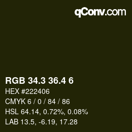 カラーコード: RGB 34.3 36.4 6 | qconv.com