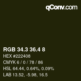 カラーコード: RGB 34.3 36.4 8 | qconv.com