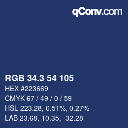 カラーコード: RGB 34.3 54 105 | qconv.com