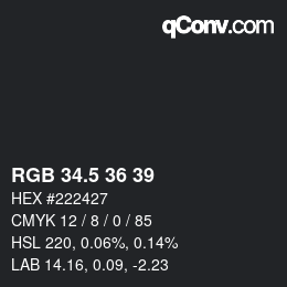 カラーコード: RGB 34.5 36 39 | qconv.com