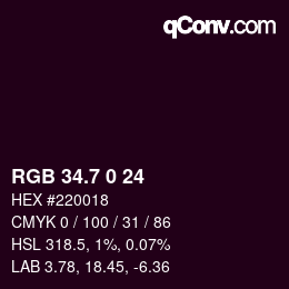 カラーコード: RGB 34.7 0 24 | qconv.com