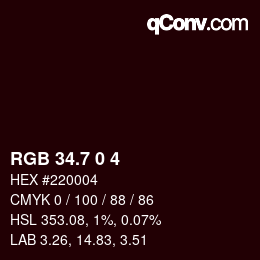 カラーコード: RGB 34.7 0 4 | qconv.com