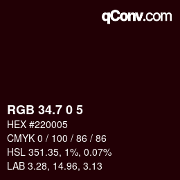 カラーコード: RGB 34.7 0 5 | qconv.com