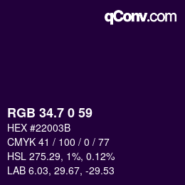 カラーコード: RGB 34.7 0 59 | qconv.com