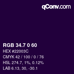 カラーコード: RGB 34.7 0 60 | qconv.com